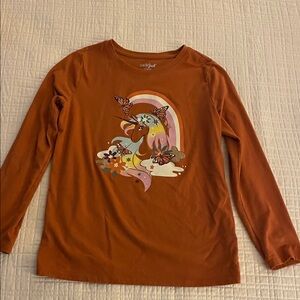 Cat & Jack Kids' Rust Long Sleeve Shirt with Unicorn Design